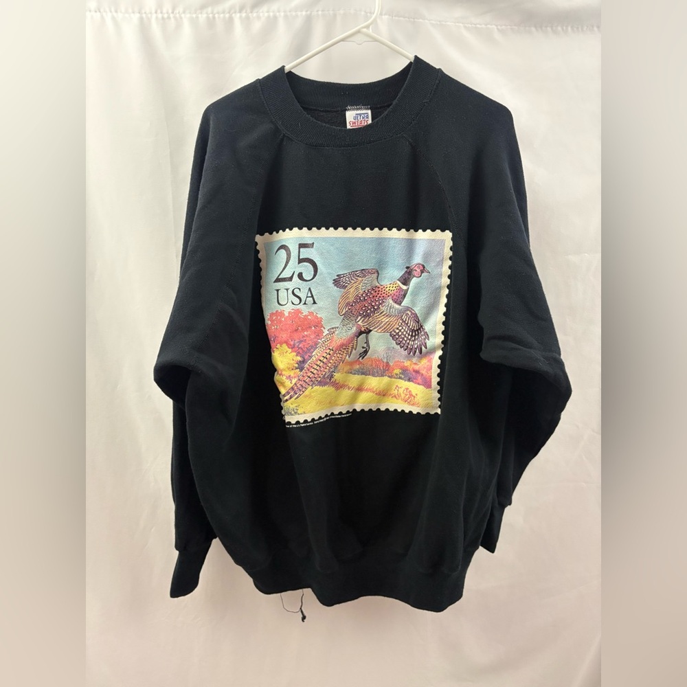 Vintage 1988 Postage Stamp Men’s Sweatshirt Size XXL USPS Black Bird